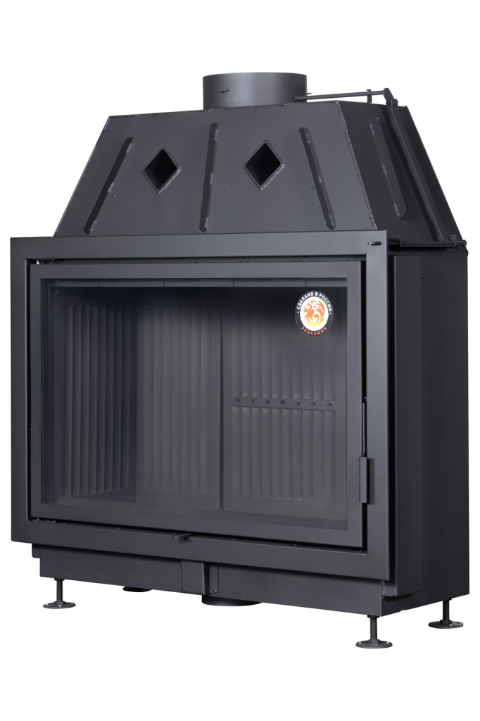 Топка каминная Альфа 1000 В  с черным шамотом патрубок ф250, ЭкоКамин