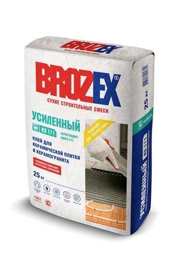 Клей BROZEX KS-111 усиленный для керамической плитки и керамогранита