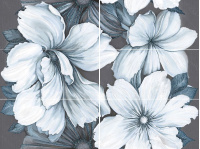 Панно настенное Деворе Цветы / Devore Floris 945x1260 серое