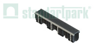 Лоток водоотводный PolyMax Drive DN100 h216 пластик. с решетк. щелевой чугунной ВЧ кл.D (комплект)