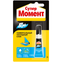 Клей Секундный Супер Момент гель 3 гр. на единичном блистере в шоу-боксе