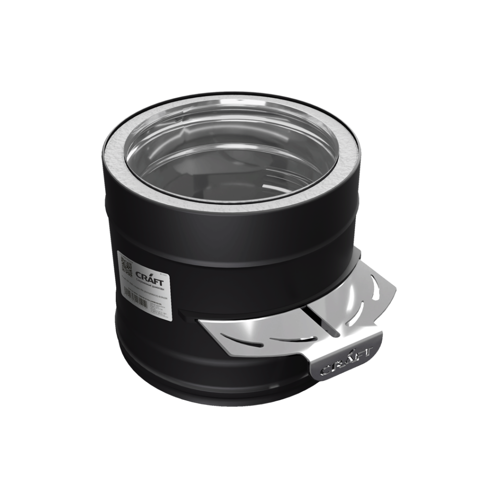 Заслонка Craft утепленная (шибер задвижка) нерж (316/0,8/304/0,5) ф115/200 Cerablanket черный