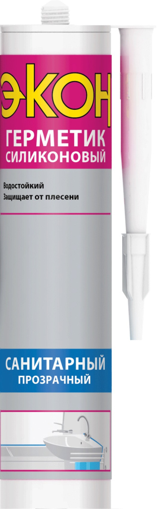 Герметик Силиконовый Санитарный "ЭКОН" прозрачный 280мл.