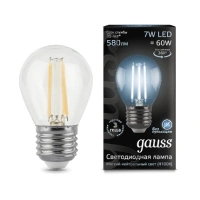 Светодиодная филаментная лампа Gauss Шар 7W 580Lm 4100K E27 105802207
