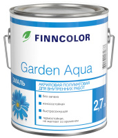 Эмаль акриловая GARDEN AQUA С полуматовая 2,7л (краска  акриловая для внутренних работ в сухих и влажных помещениях)