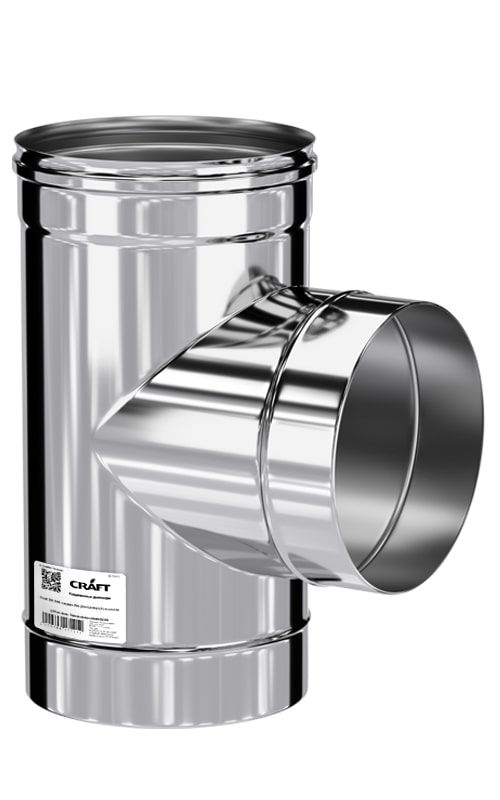 Тройник Craft 90° нержавеющий (316/0,5) ф130 по воде