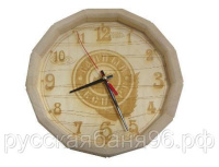 Часы "Бочонок - Банный Эксперт", логотип внизу, Банный Эксперт