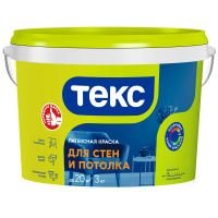 ТЕКС Краска латексная ДЛЯ СТЕН И ПОТОЛКА/ИНТЕРЬЕРНАЯ УНИВЕРСАЛ 3 кг