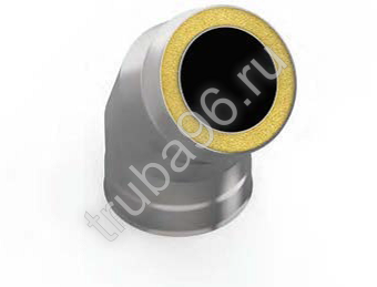 Сэндвич-отвод 100/160, Нерж/Оц, 45 градусов (колено, поворот), толщина металла 0.5мм/0.5мм