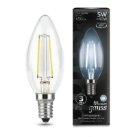 Светодиодная филаментная лампа Gauss Свеча 5W 450Lm 4100K E14 103801205