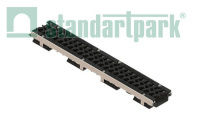 Лоток водоотводный PolyMax Drive DN100 h76 пластик. с решетк. щелевой чугунной ВЧ кл. Е (комплект)