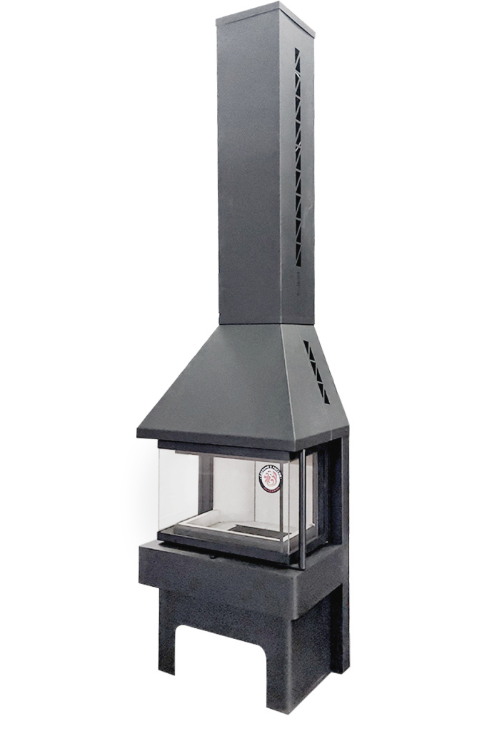 Печь-камин Панорама Три Стекла Графит ЭкоКамин