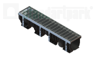 Лоток водоотводный пластиковый PolyMax Drive DN150 h200 с решеткой ячеистой ОС кл.А15 (к-т)