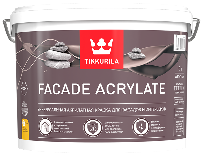 Краска фасадная Facade Acrylate С глубокоматовая 9,0 л.