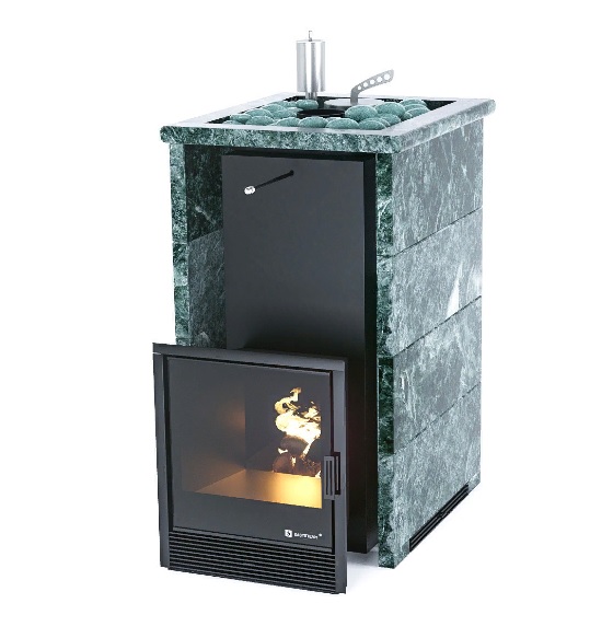 Печь для бани ИзиСтим Сочи Premium в трехстороннем кожухе откр. верх из змеевика, футеровка