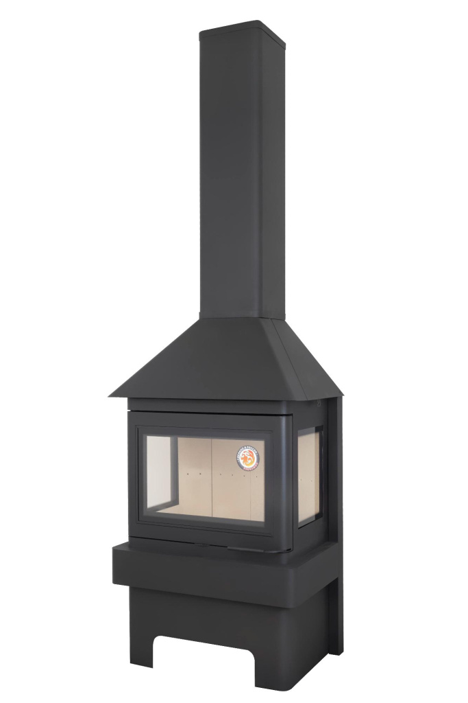 Печь-камин Прага три стекла черный ЭкоКамин