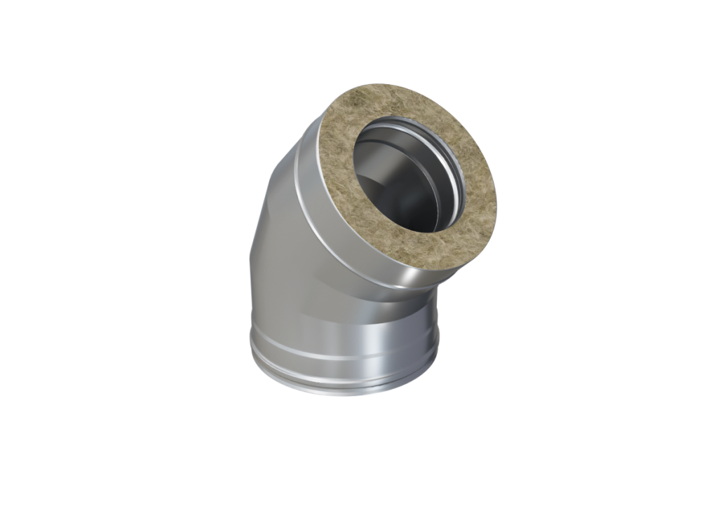 Колено Феррум утепленное угол 135° нержавеющее (430/0,5мм)/оцинкованное ф180/280 по воде