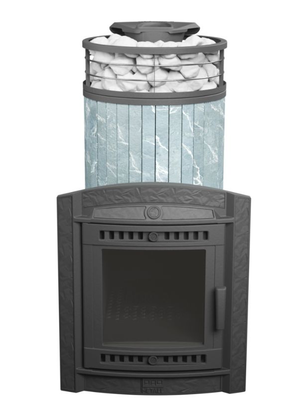 Печь для бани ПроМеталл Атмосфера XL в ламелях Талькохлорит + сетка New
