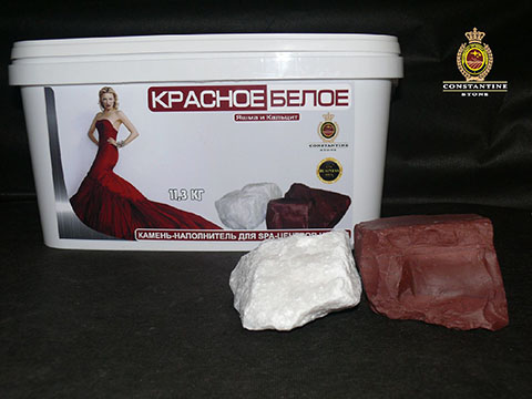 Камень для бани Красное&Белое Яшма и Кальцит 11,3 кг