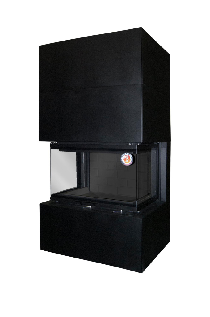 Топка каминная Родос 800, патрубок ф250, черный шамот, ЭкоКамин