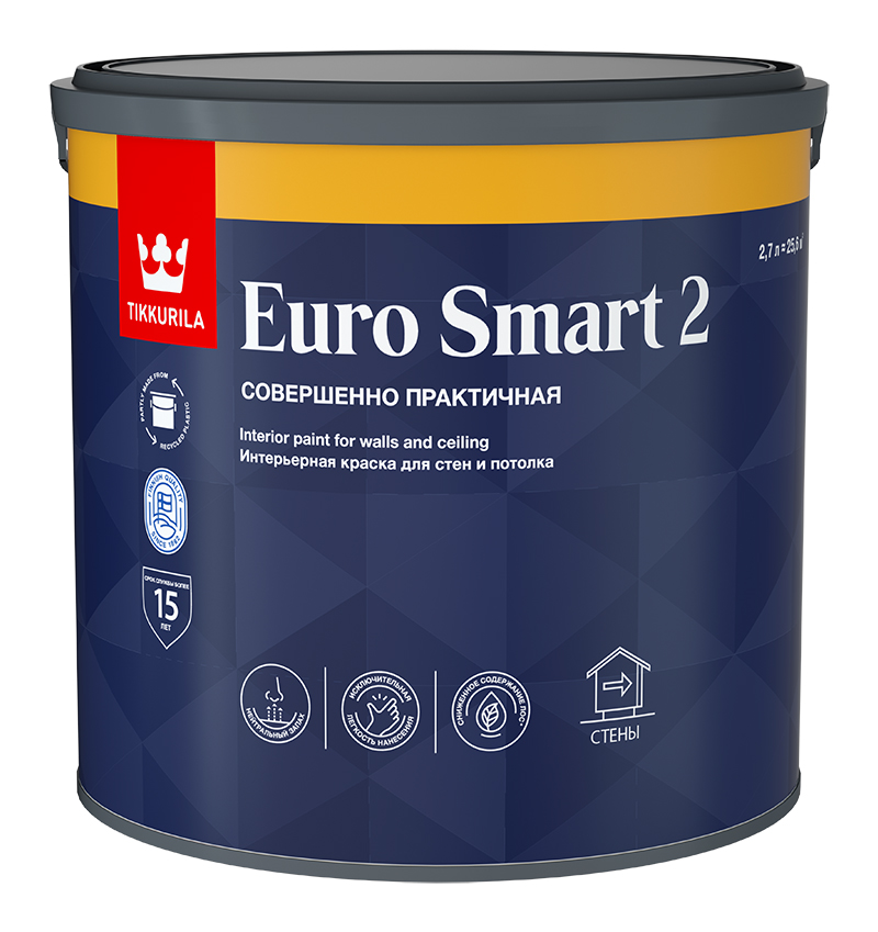 Краска интерьерная EURO SMART 2 VVA глубокоматовая 2,7л