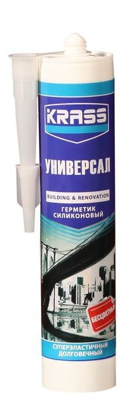 Герметик Krass силиконовый бесцветный универсальный, 300 мл