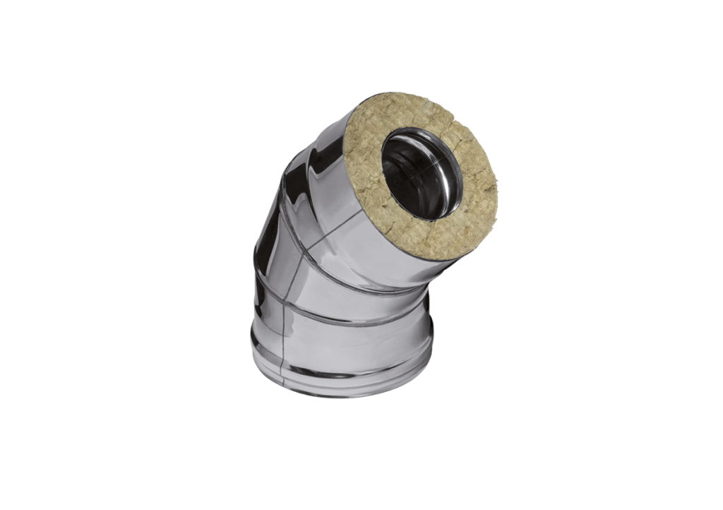 Колено Феррум утепленное угол 135° нержавеющее (430/0,8мм)/зеркальное, ф160/250, по воде