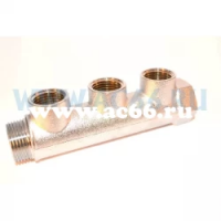 Коллектор латун. IVR "874" никелир. 3/4" (вн-нр), 3 вых. 1/2" (вн) (187411303) (40,10)