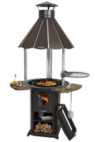 Гриль с печью под казан ТМФ Барабек черная бронза