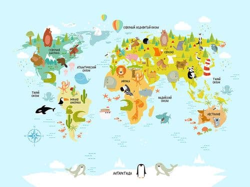 Фотообои "Детская карта мира" Moda Interio