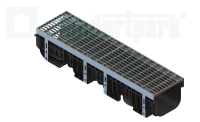 Лоток пластиковый PolyMax Drive DN200 h200 с решеткой ячеистой ОС кл.А15 (к-т)