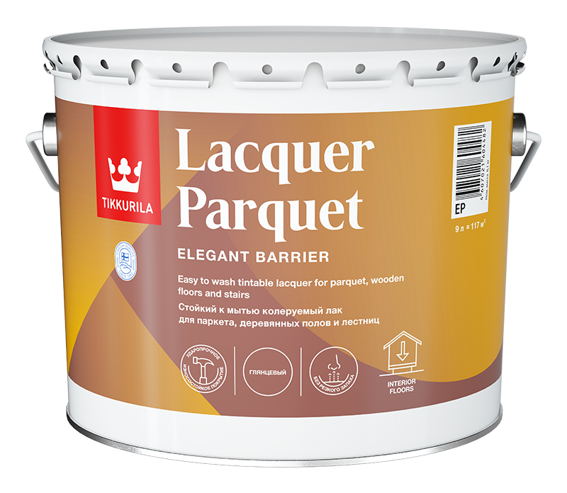 Лак паркетный Lacquer Parquet/EURO KIRI EP глянцевая 9л