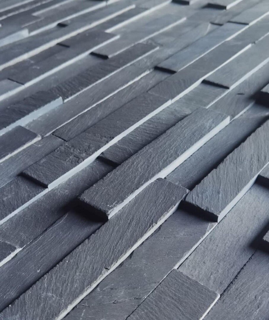 Плитка Сланец черный 150*600*10-20мм (0.63м2) 7шт