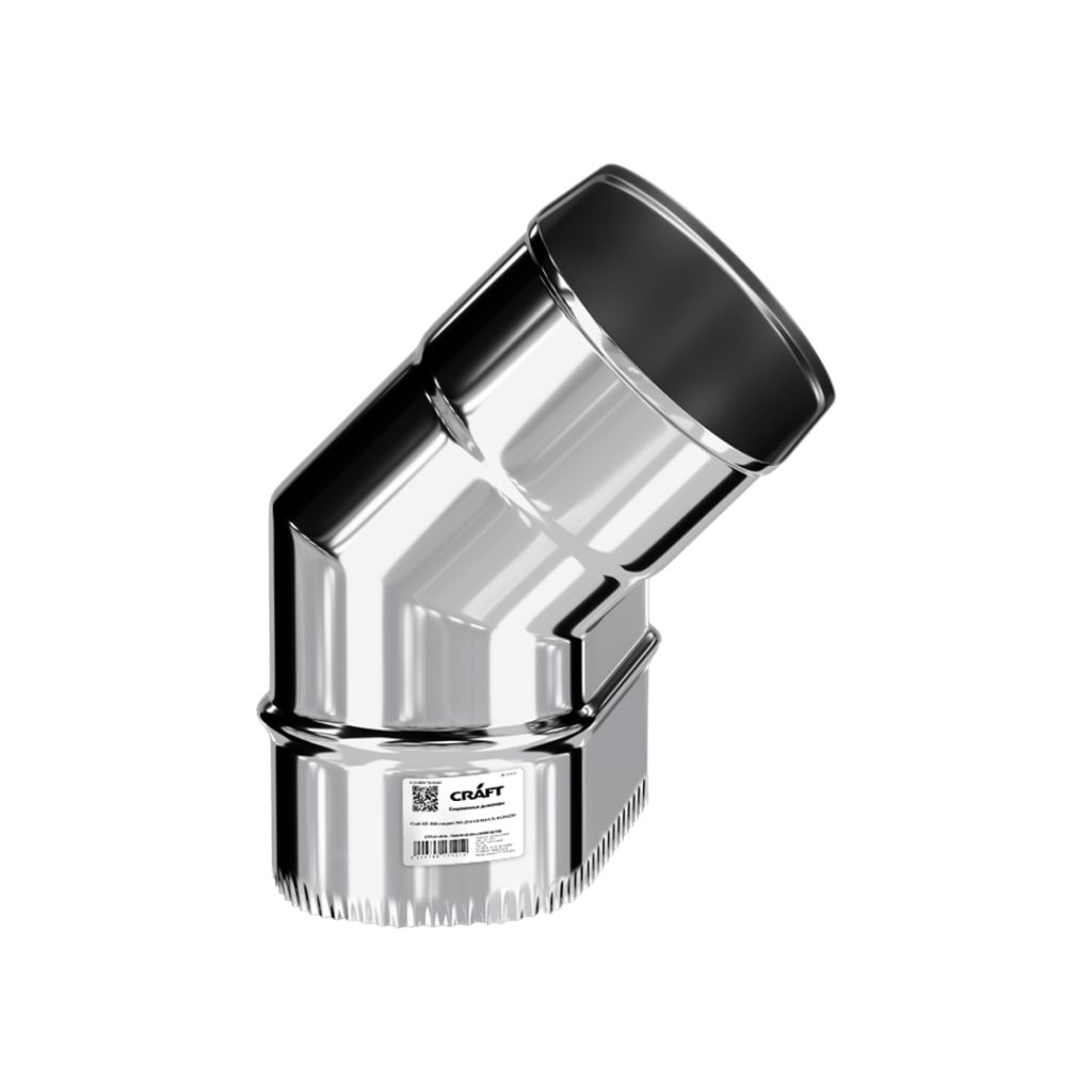 Колено Craft угол 45°, нержавеющее овальное (316/0,8мм), ф100х200 меньшее