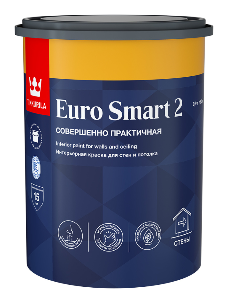 Краска интерьерная EURO SMART 2 VVA глубокоматовая 0,9л