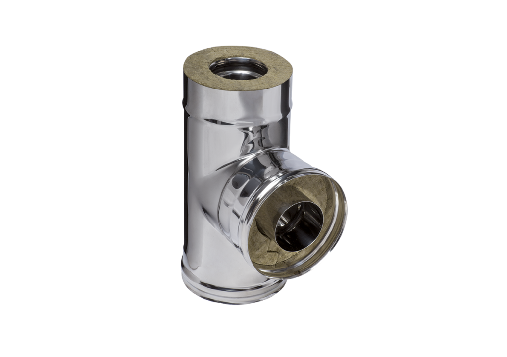 Тройник Феррум утепленный угол 90° нержавеющий (430/1,0мм)/зеркальный, ф150/210, по воде