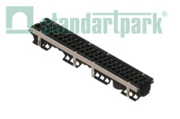 Лоток водоотводный PolyMax Drive DN100 h136 пластик. с решетк. щелевой чугунной ВЧ кл. Е (комплект)