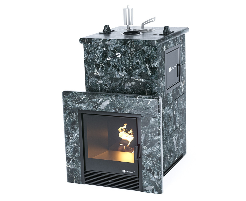 Печь для бани ИзиСтим Сочи М2 в 4-х стор.кожух пироксенит закр.верх, вход справа AISI 321