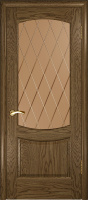 Дверь Лаура2  Шпон L светлый мореный дуб стекло ромб ДвериПро