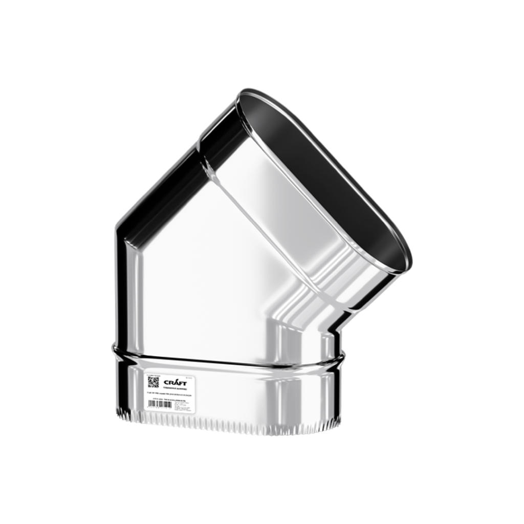 Колено Craft угол 45°, нержавеющее овальное (316/0,8мм), ф100*200 большее