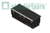 Лоток водоотводный PolyMax DN300 пластик. c решеткой щелевой чугунной дорожной ВЧД кл.D (к-т)