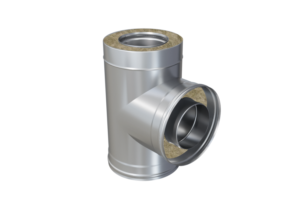 Тройник Феррум утепленный угол 90° нержавеющий (430/0,5мм)/оцинкованный, ф115/200, по воде RAL 8017