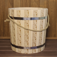 Ведро 10л с пластмассовой вставкой Русские узоры, Банный Эксперт