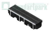 Лоток водоотводный пластик. PolyMax Drive DN200 h217 с решетк. щелевой чугунной ВЧ кл.D400 (к-т)