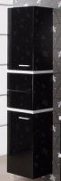 Пенал Акватон Турин л/1 черный глянец с белыми панелями