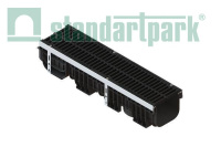 Лоток водоотводный пластик. PolyMax Drive DN200 h217 с решетк. щелевой чугунной ВЧ кл.С250 (к-т)