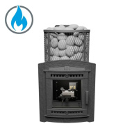 Печь для бани ПроМеталл Атмосфера XL сетка нерж. со стеклом + газовая горелка