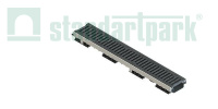 Лоток водоотводный PolyMax Drive DN100 h76 пластик. с решетк. щелевой чугунной ВЧ кл. D (комплект)