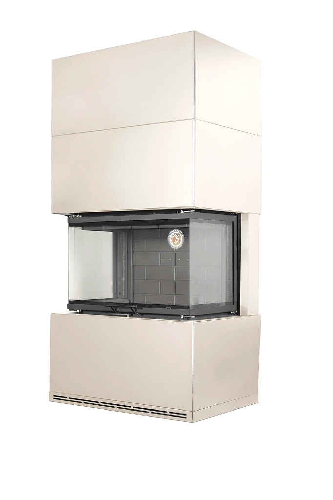 Топка каминная Родос 800 патрубок ф250 слоновая кость шамот черный ЭкоКамин