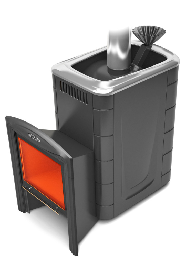 Печь для бани ТМФ Гейзер Супер Inox Витра закр.каменка антрацит